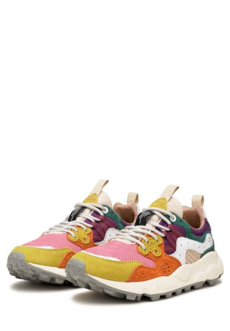 Flower Mountain Yamano 3 Sneakers Dames Fuchsie Geel | LDT2635KR