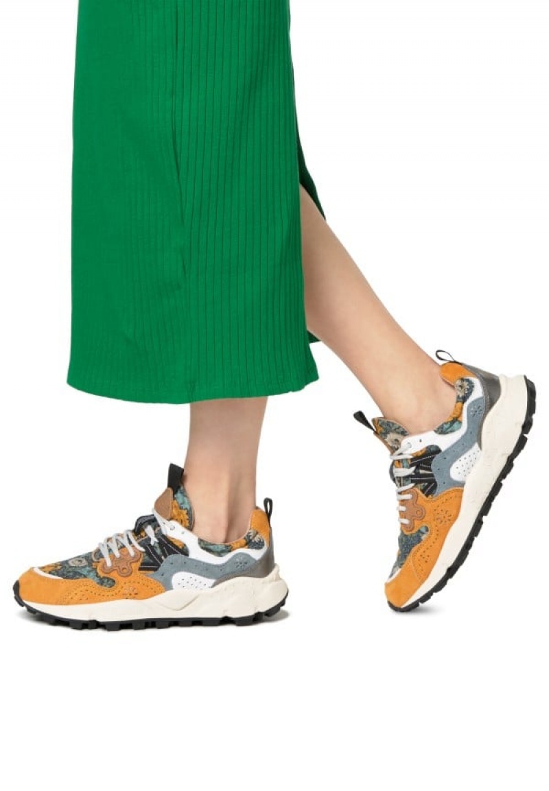 Flower Mountain Yamano 3 Sneakers Dames Oranje Lichtblauw | FQV8815ZO