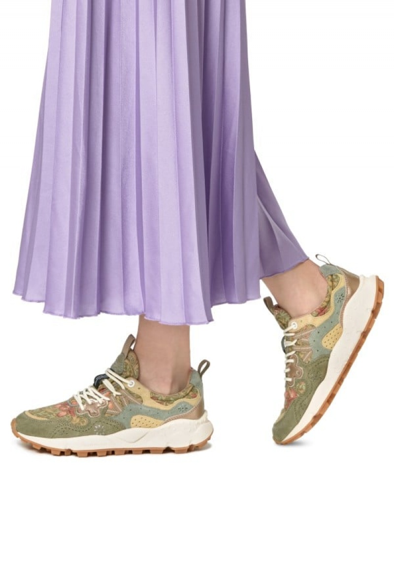 Flower Mountain Yamano 3 Sneakers Dames Groen Beige | JIW9436DV