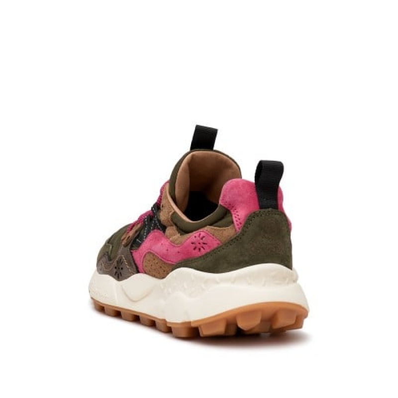 Flower Mountain Yamano 3 Sneakers Dames Groen Roze Bruin | IMN5874BQ