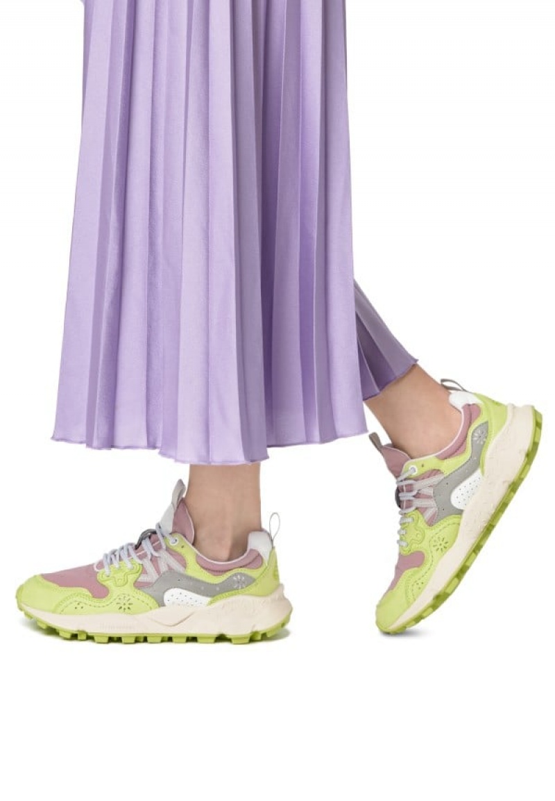 Flower Mountain Yamano 3 Sneakers Dames Lichtgroen Paars | FRE126CX