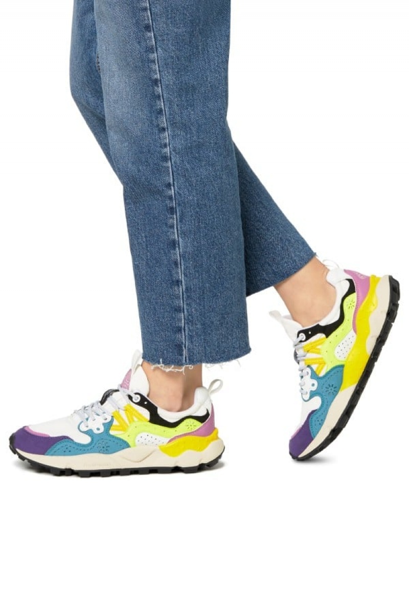 Flower Mountain Yamano 3 Uni Sneakers Dames Wit Blauw Geel | YKJ3113CK