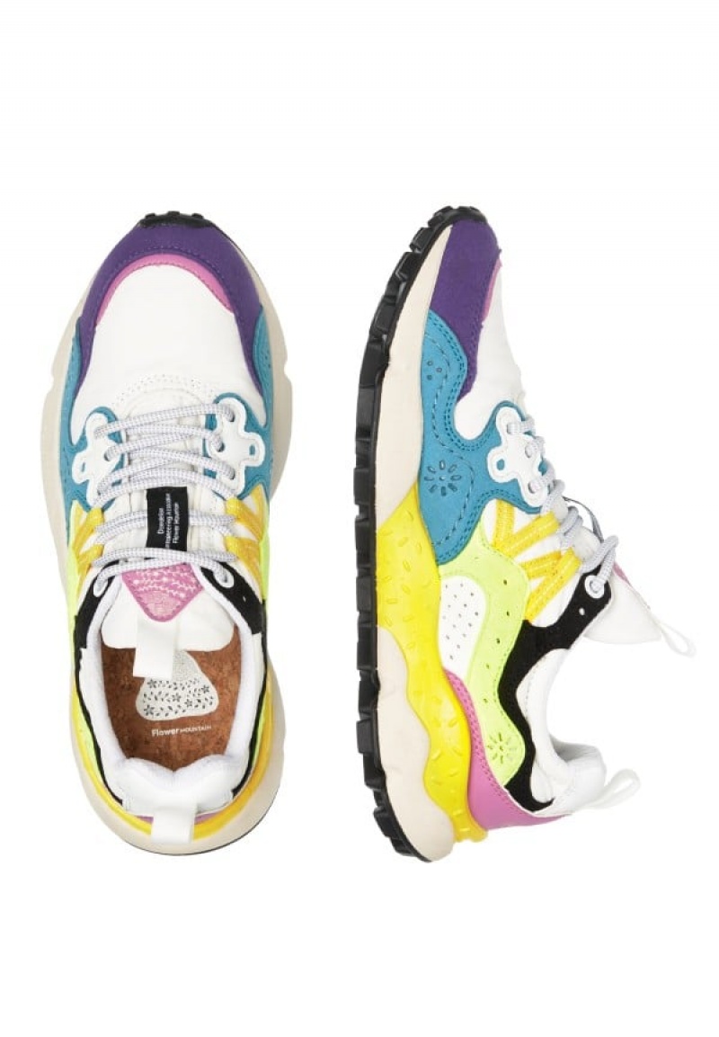 Flower Mountain Yamano 3 Uni Sneakers Dames Wit Blauw Geel | YKJ3113CK